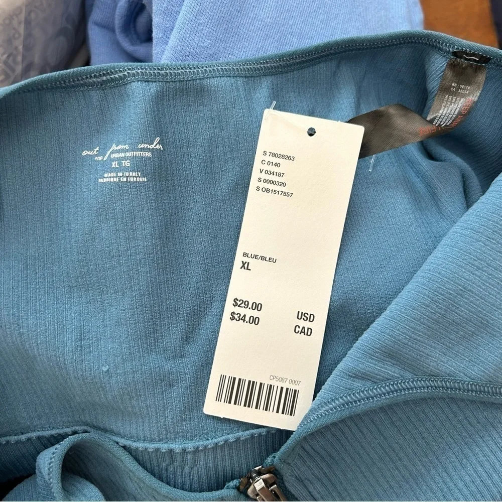 NWT Urban Outfitters Out From Under Jackie Seamless ZipUp Halter Bra Top Blue XL - Picture 4 of 4
